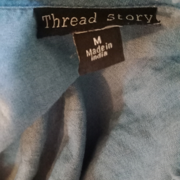 Thread Story chambray top tie side puff sleeve size Medium - Picture 5 of 5